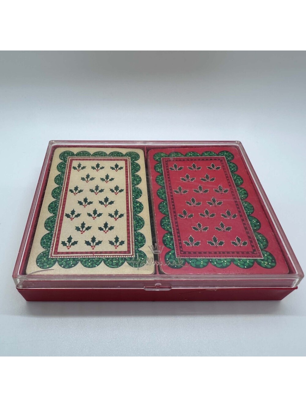 Vintage Hallmark Holiday Holly Bridge Playing Cards Double Deck With Jokers EUC